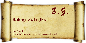 Bakay Zulejka névjegykártya